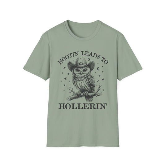 Hootin' Leads to Hollerin' Owl Adult Tee